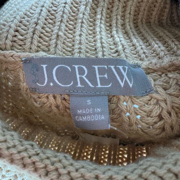 NWT J. CREW Relaxed Rollneck Sweater Khaki Chunky Knit Tan Small - Picture 4 of 6